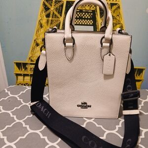 Coach White Leather Small Tote Bag Purse